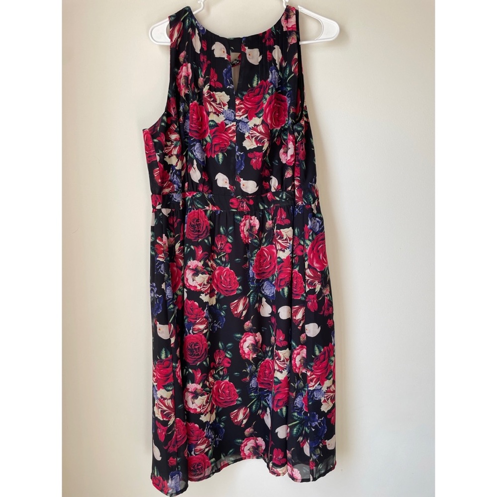 ModCloth Black Dress with Rose Print
